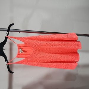 Womens neon pink lace tank love J